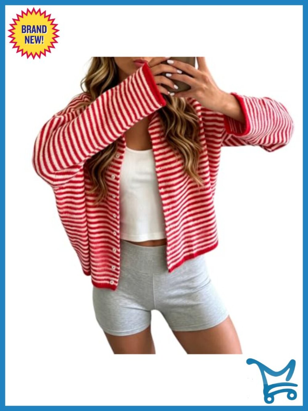 Women's Knit Cardigan Sweater Button Down Loose Fit Long Sleeve